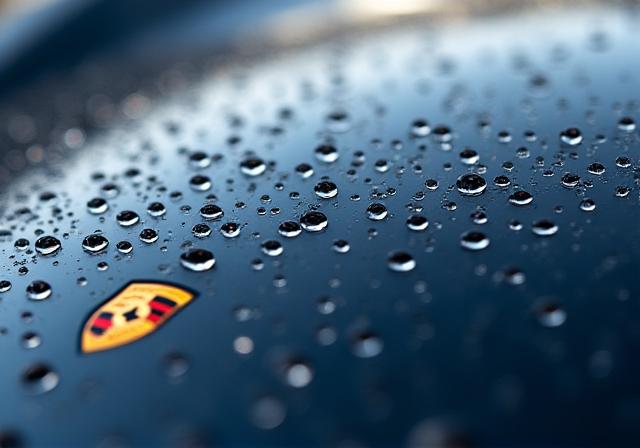 코팅 후 물방울이 동그랗게 맺히는 포르쉐 911 보닛